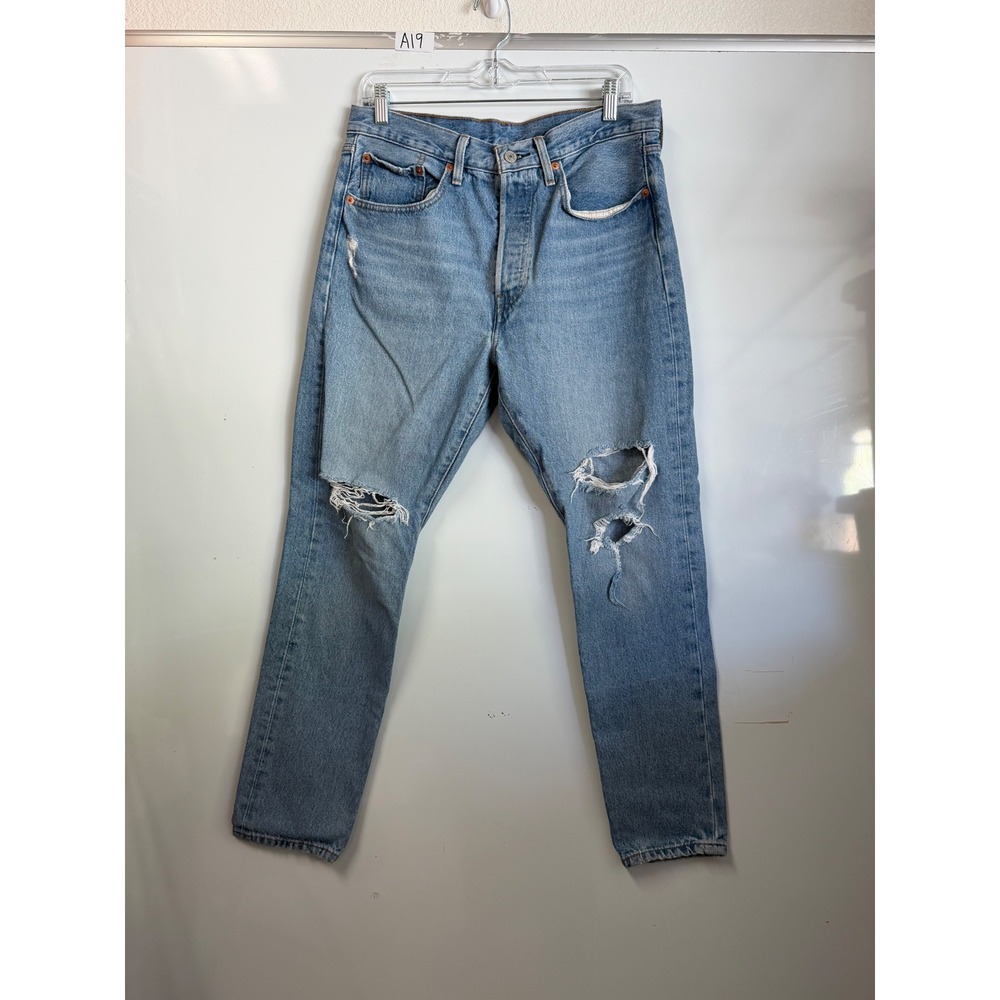 Levis 501 S Skinny Distressed Jeans Light Wash Denim W30 L29 Men's
